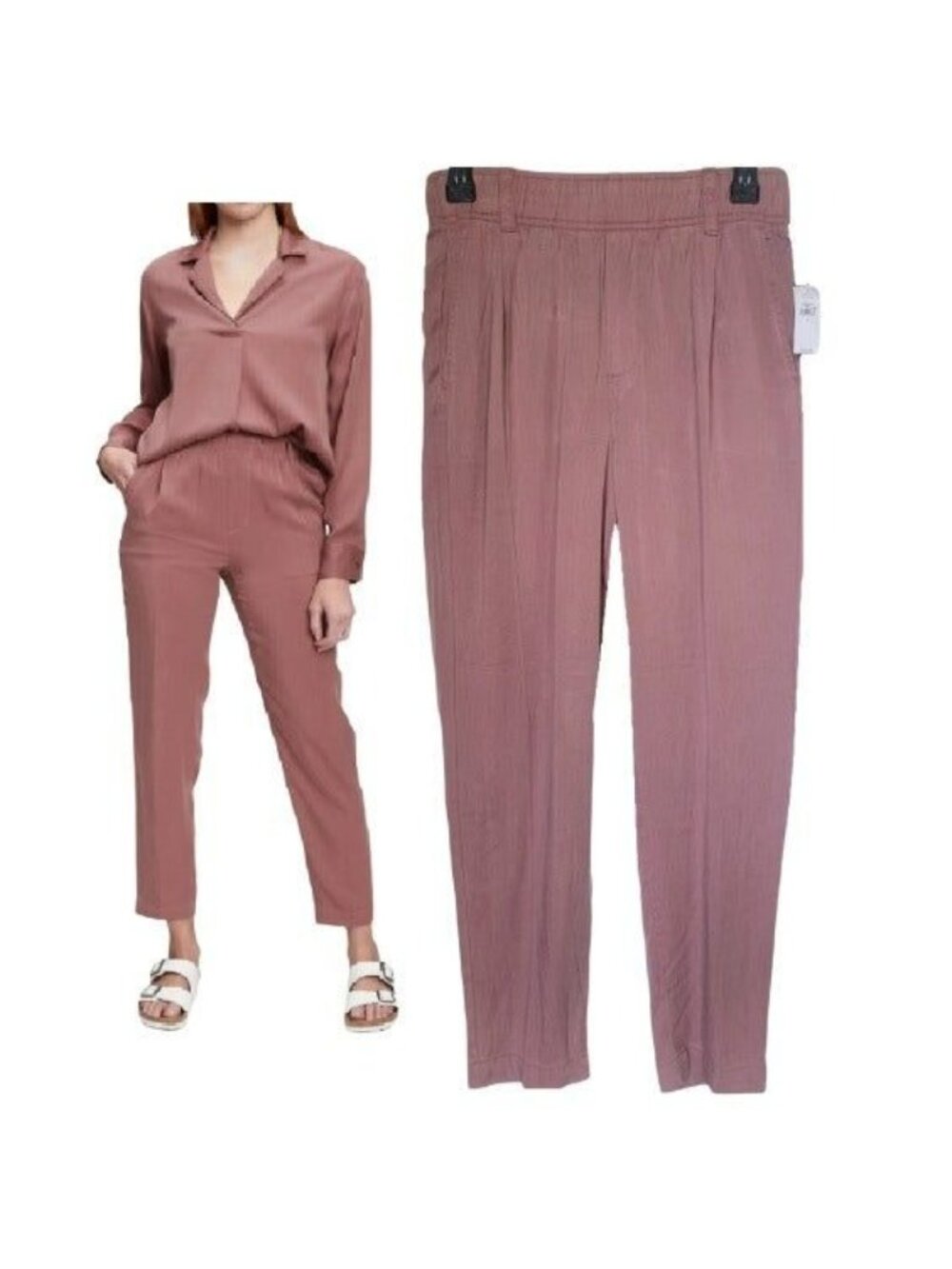 ❤️GAP Womens Pant Sz 4 Tencel Lyocell Pull-On Slouchy Hi Rise Soft Rose Pink New